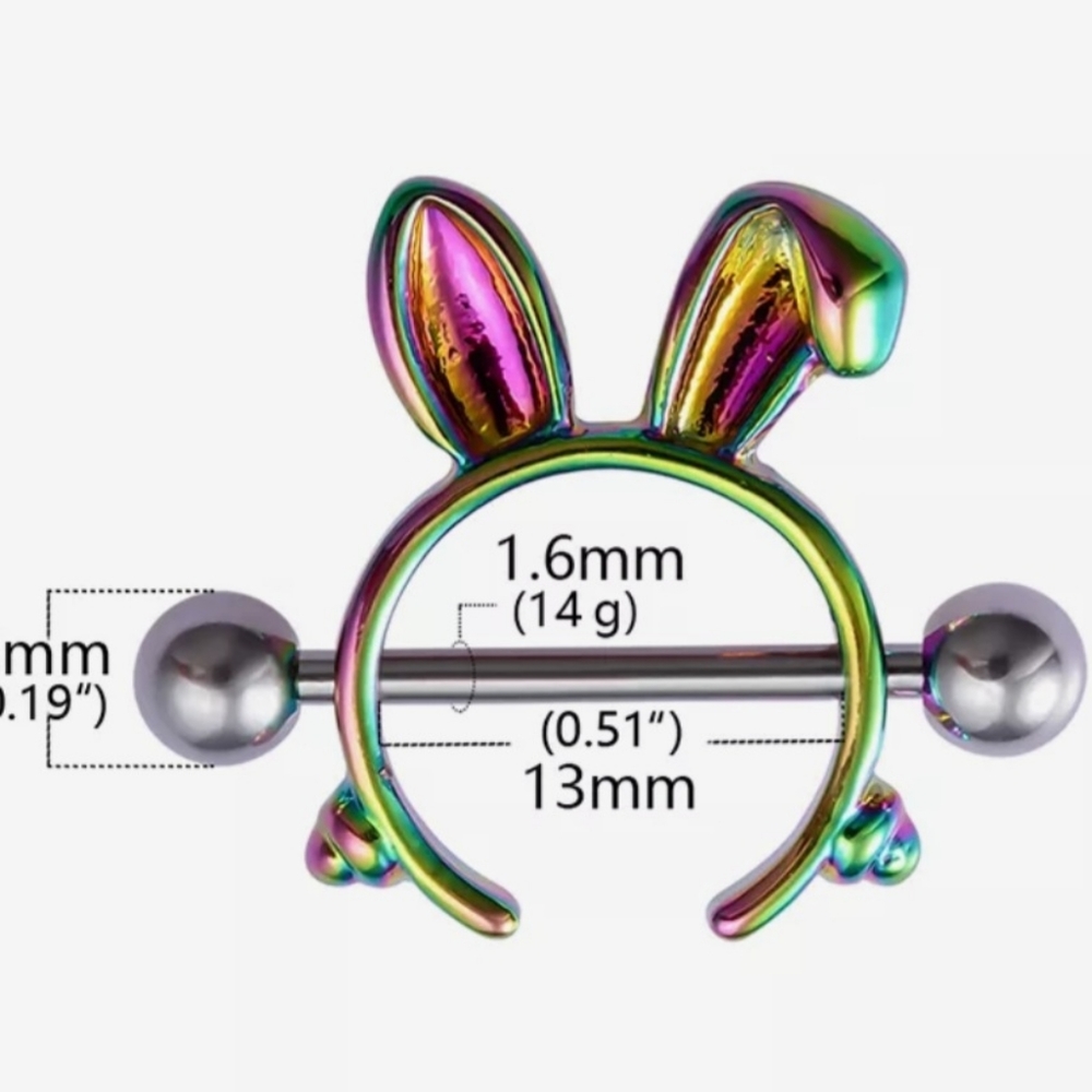 Rabbit Ears Nipple Rings - Picture 3 of 6
